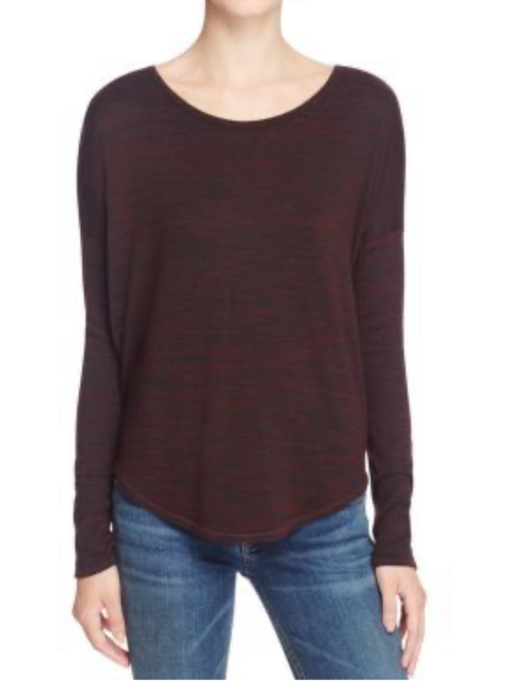 NWT Rag & Bone Knit Vee hudson Fit Berry Port Heathered Long Sleeve Large